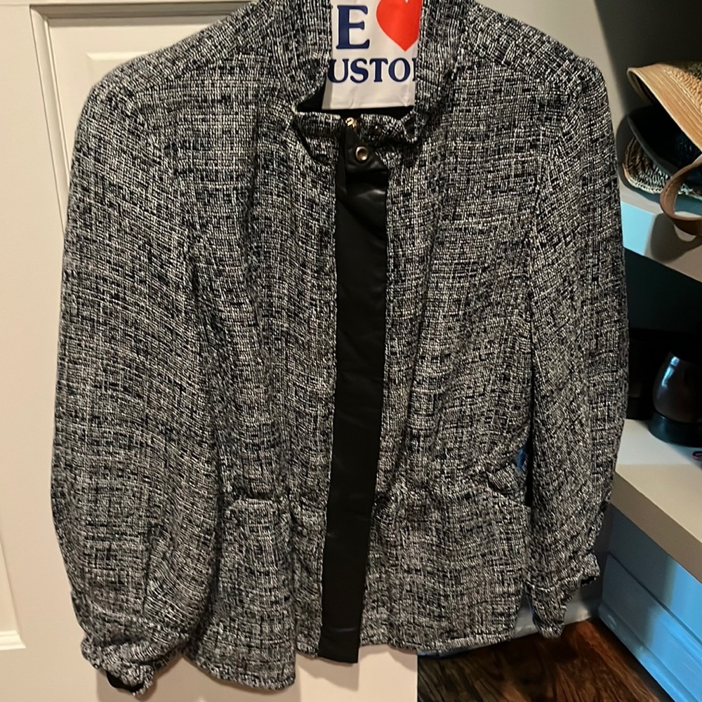 Blue tweed style zip jacket - navy